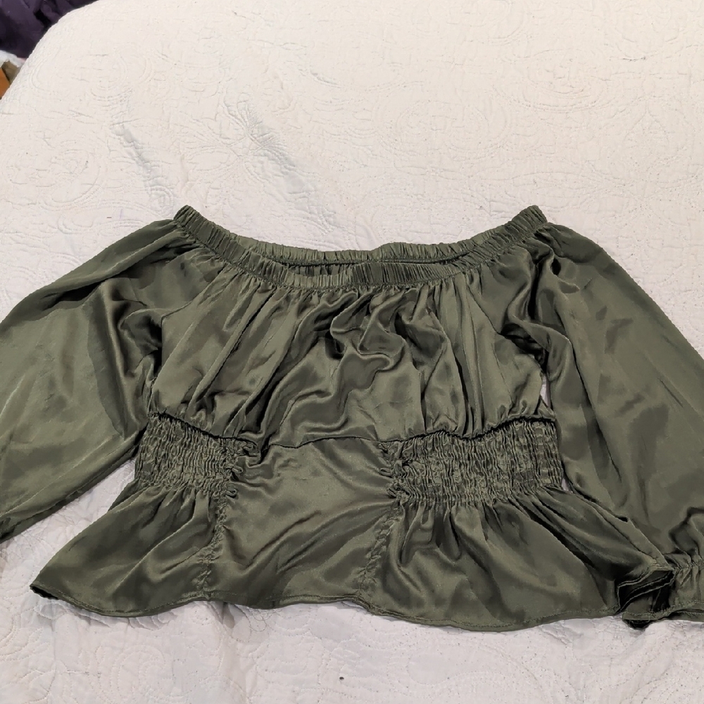 Elegant Olive Off-Shoulder Blouse